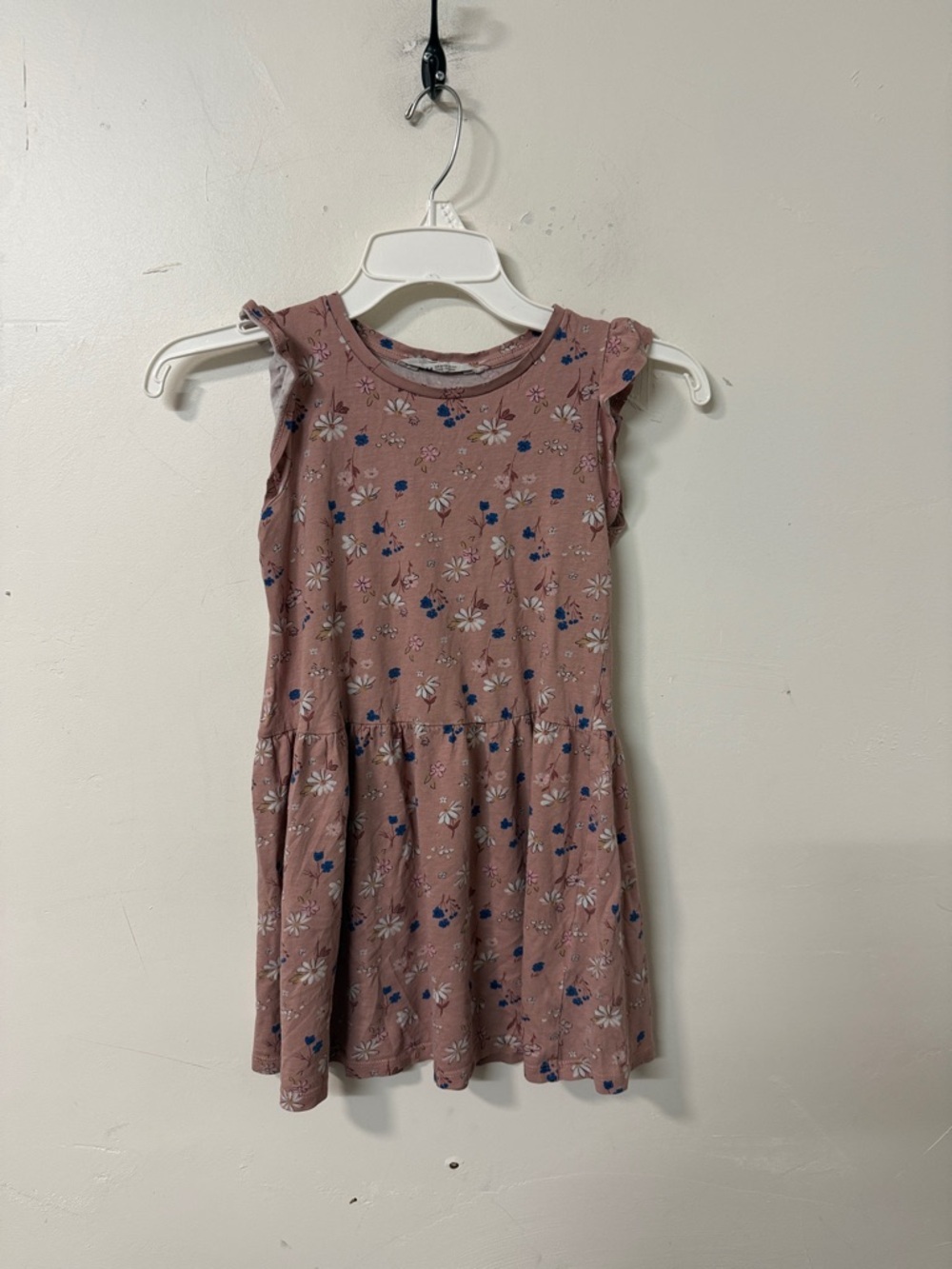 H&M Mauve Floral Knit Dress with Blue & White Accents
